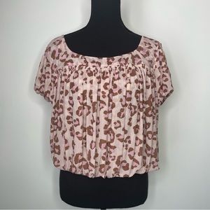 FREE PEOPLE ‘Megs’ Cropped Leopard Print Top Women’s Size Medium